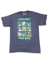 Minecraft Boys Blue Game Over Tee Shirt Video Gamer T-Shirt