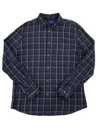Mens Gray & Purple Plaid Long Sleeve Flannel Shirt