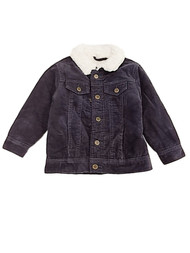 Little Boys Blue Corduroy Sherpa Lined Snap Button Jacket