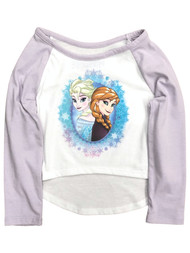 Disney Frozen Toddler Girls Long White & Purple Hi-Low T-Shirt Tee Shirt