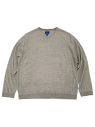 Mens Oatmeal Beige Soft Merino Long Sleeve V-Neck Sweater XX-Large