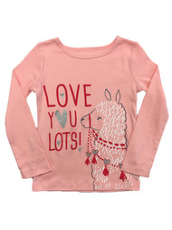 Carters Infant Toddler Girls Pink Love You Lots Llama Valentine's Day Shirt