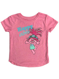 Trolls World Tour Toddler Girls Pink Sparkle Poppy Happy Vibes Tee Shirt