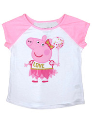 Jumping Beans Toddler Girls Pink Sparkle Peppa Pig Love Tee Shirt T-Shirt