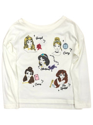 Disney Princess Toddler Girls Long Ivory Belle Ariel Jasmine Aurora Tee Shirt