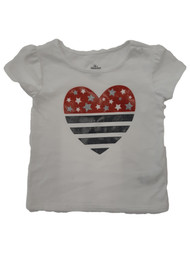 Toddler Girls Red White Blue Glitter Flag Heart 4th of July T-Shirt Tee Shirt