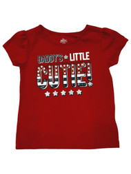 Toddler Girls Red White & Blue Glitter Daddys Little Cutie T-Shirt Tee Shirt
