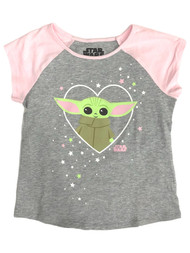 Jumping Beans Star Wars Girls Gray & Pink Baby Yoda T-Shirt Tee Shirt