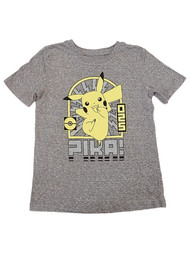 Pokemon Boys Gray Short Sleeve Pikachu T-Shirt Pika! Pokeball  Tee Shirt