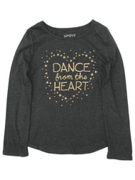 Jumping Beans Girls Gray & Gold Sparkle Dance From The Heart T-Shirt Shirt