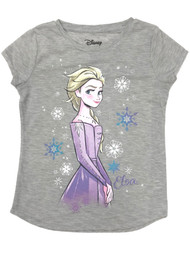 Jumping Beans Disney Frozen Girls Gray Sparkle Elsa Snowflake T-Shirt Shirt