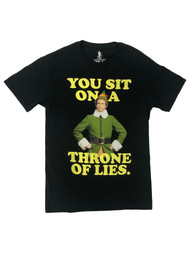 Elf Mens Black You Sit On A Throne Of Lies Christmas Holiday T-Shirt Shirt