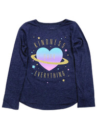 Jumping Beans Girls Long Navy Sparkle Kindness Over Everything T-Shirt Shirt