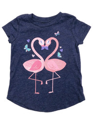 Jumping Beans Toddler Girls Navy Sparkle Pink Flamingo T-Shirt Tee Shirt