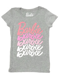 Girls Gray & Pink Sparkle Short Sleeve Barbie T-Shirt Tee Shirt
