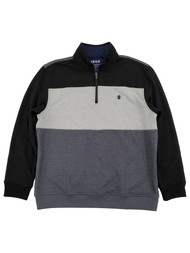 IZOD Mens Black & Gray Performance Fleece Quarter-Zip Pullover Sweatshirt
