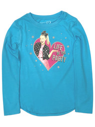 Jojo Siwa Girls Blue Sparkle Long Sleeve Life of the Party Tee Shirt