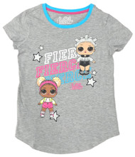 LOL Surprise Girls Gray Sparkle Fierce Short Sleeve T-Shirt Tee Shirt