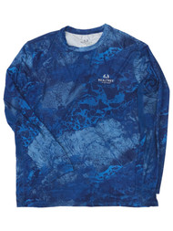Realtree Wav3 Mens Blue Camo Long Sleeve Performance Fishing Shirt