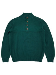 IZOD Mens Botanical Garden Green Long Sleeve Button Mockneck Sweater