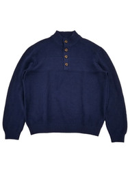 IZOD Mens Peacoat Blue Long Sleeve Button Mockneck Sweater XX-Large