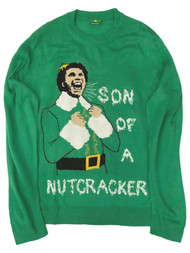 Elf Movie Mens Green Son Of A Nutcracker Buddy Christmas Holiday Sweater