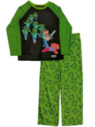 Boys Black & Green Minecraft Pajamas Mine Craft Sleep Set X-Small 4/5