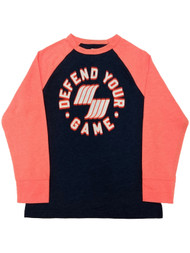 Boys Blue & Orange Pixelated Defend Your Game Athletic Long Sleeve T-Shirt