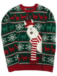 Mens Funny Llama Green Christmas Holiday X-Mas Sweater