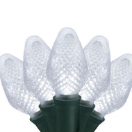 25 Cool White LED C7 Lights Faceted Christmas Holiday & Wedding String Light Set