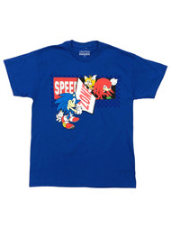 Sonic the Hedgebog Boys Blue Short Sleeve Speed Zone T-Shirt Tee Shirt