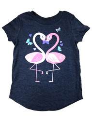 Jumping Beans Toddler Girls Blue Glitter Pink Flamingo T-Shirt Tee Shirt