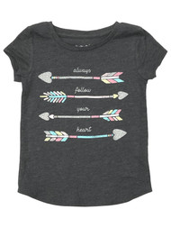 Jumping Beans Toddler Girls Gray Glitter Follow Your Heart T-Shirt Tee Shirt