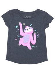 Jumping Beans Toddler Girls Blue Glitter Sloth T-Shirt Tee Shirt