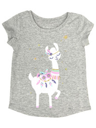 Jumping Beans Toddler Girls Gray Glitter LLama Alpaca T-Shirt Tee Shirt
