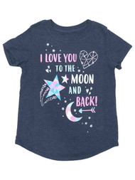 Jumping Beans Girls Blue Sparkle Love You to the Moon T-Shirt Tee Shirt