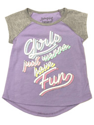 Jumping Beans Toddler Girls Just Wanna Have Fun Purple Glitter Tee Shirt