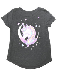 Jumping Beans Toddler Girls Gray Glitter Unicorn T-Shirt Tee Shirt