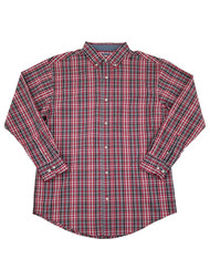 Haggar Mens Red & Gray Plaid Stretch Long Sleeve Button-Down Shirt
