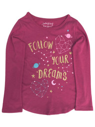 Jumping Beans Girls Long Pink Sparkle Follow Your Dreams T-Shirt Tee Shirt