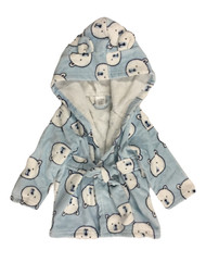 Infant Baby Boys Blue Polar Bear Terrycloth Hooded Bathrobe Bath Robe 0-9 Months