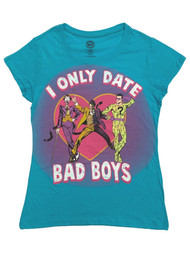DC Comics Womens Blue I Only Date Bad Boys Joker Riddler T-Shirt Shirt