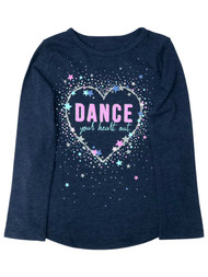 Jumping Beans Girls Long Blue Sparkle Dance Your Heart Out T-Shirt Tee Shirt