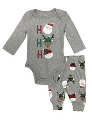 Carters Infant Boys Gray Ho Ho Ho Christmas Bodysuit & Pants Outfit