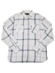 Caliville Mens White Plaid Long Sleeve Button-Front Flannel Shirt