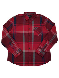 Caliville Mens Red Plaid Long Sleeve Button-Down Flannel Shirt