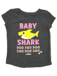 Jumping Beans Baby Shark Toddler Girls Gray Short Sleeve Tee Shirt T-Shirt