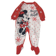 Disney Minnie Mouse Infant Toddler Girls Christmas Holiday Sleeper Pajamas