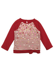 Toddler Girls Red Striped Heart Valentines Knotted Sweatshirt Pullover Top