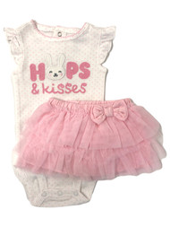 Carters Infant Girls Pink Polka Dot Hops & Kisses Easter Bunny Outfit